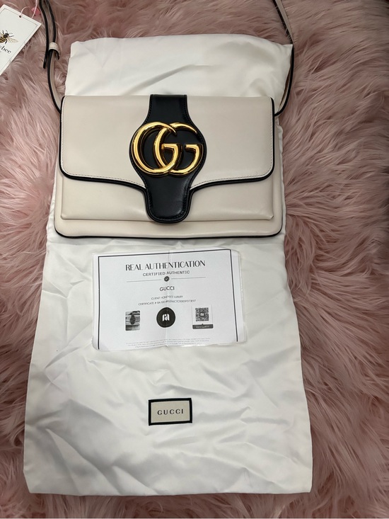 Gucci Handbags - Gucci Cream Leather Crossbody with Black Trim & Gold GG